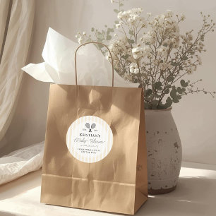 Preppy Yellow Tennis Theme Chic Baby Shower Classic Round Sticker