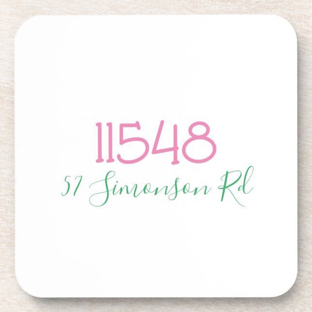 Preppy Zip Code Street Address Personalised Coaster (Front)