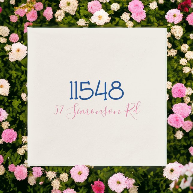 Preppy Zip Code Street Address Personalised Napkin (Creator Uploaded)