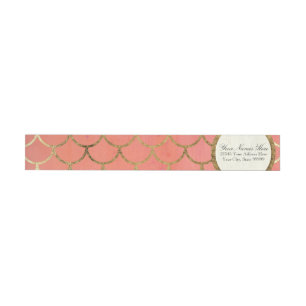 Preprinted Return Address Art Deco Faux Gold Foil Wrap Around Label