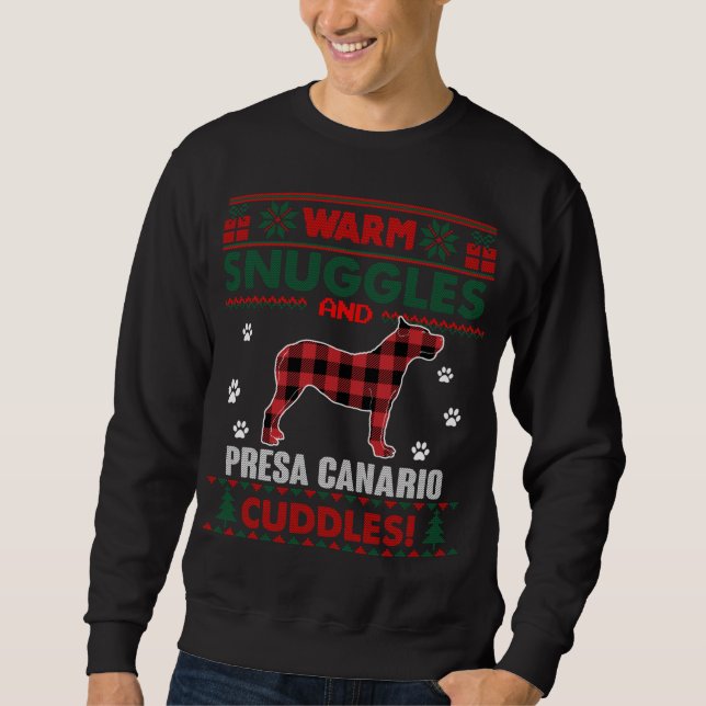 Presa Canario Dog Pet Red Plaid Xmas Ugly Christma Sweatshirt (Front)