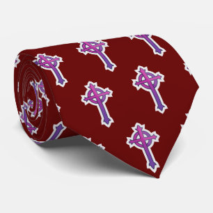 Presbyterian Cross Religious Red Tie