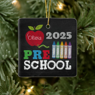 Preschool 2025 Chalkboard Name Ornament