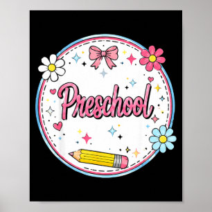 Preschool back to school for girls pink preschool poster