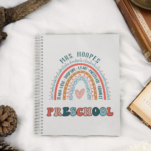 Preschool Boho Rainbow Heart Trendy Personalised Notebook