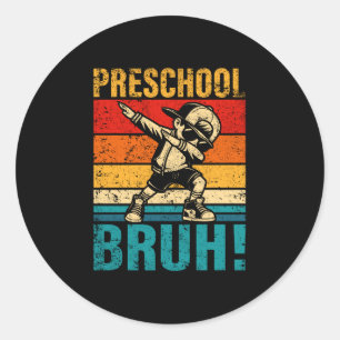 Preschool bruh dabbing boy preschool squad boy classic round sticker