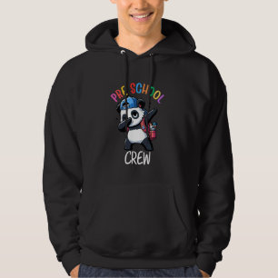 Preschool Crew Panda Dog Dabbing Funny Pre-K Back  Hoodie