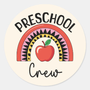 Preschool Crew Rainbow Classic Round Sticker
