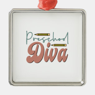 Preschool Diva Metal Ornament