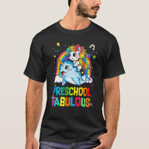 Preschool Fabulous Unicorn Riding Narwhal Back To T-Shirt