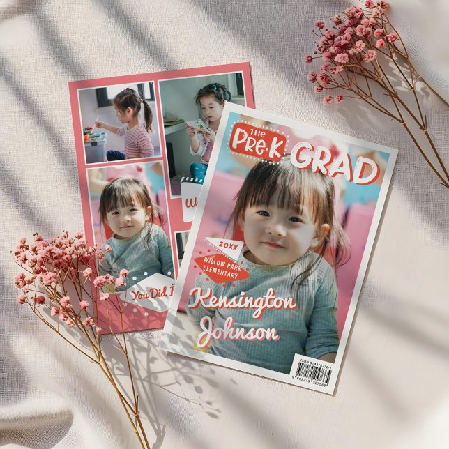 Preschool Grad Fun Graduate Photo Magazine Cover Announcement (Preschool Grad Fun Graduate Photo Magazine Cover Announcement)