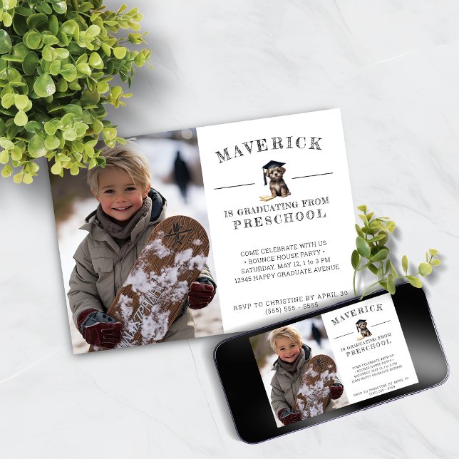 Preschool Grad Invitation Cute Scruffy Puppy   (Creator Uploaded)