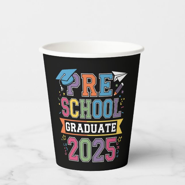 Preschool Graduate 2025 Graduation Pre K School Paper Cups (Front)