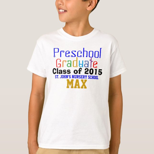 Preschool Graduate Class of Gold NAME T-Shirt (Front)
