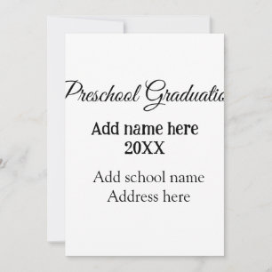 Preschool Graduation add school name address name Invitation
