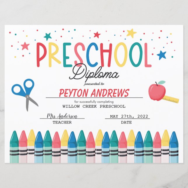 Preschool Graduation Certificate (Front)