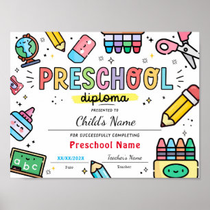 Preschool Graduation Diploma Poster