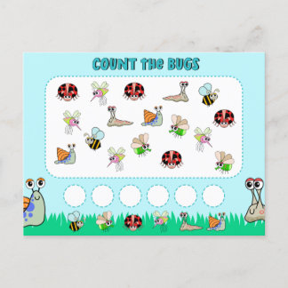 Preschool Insect Counting Math Activity Postcard