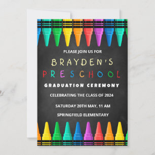 Preschool Kids Chalkboard Graduation Invitation