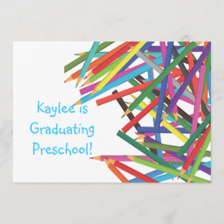Preschool Kindergarten Graduation Coloured Pencils Invitation