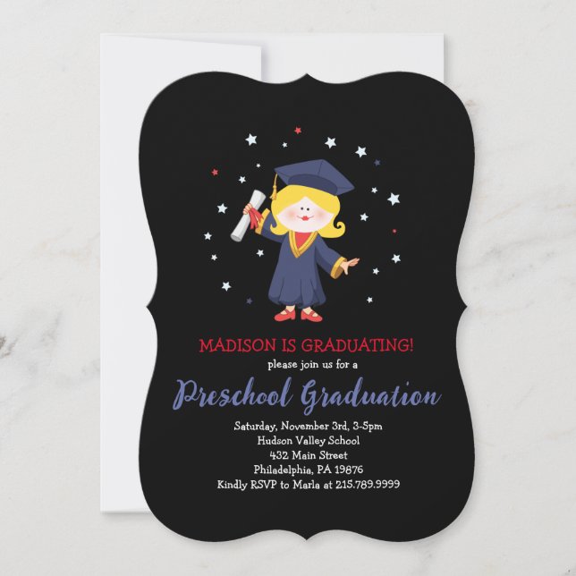 PRESCHOOL KINDERGARTEN Graduation Party Invitation (Front)