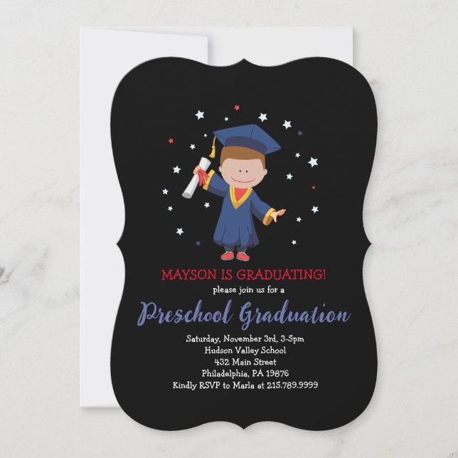 PRESCHOOL KINDERGARTEN Graduation Party Invitation (Front)