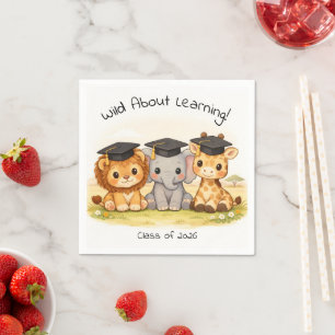 Preschool Kindergarten Lion Elephant Giraffe Party Napkin