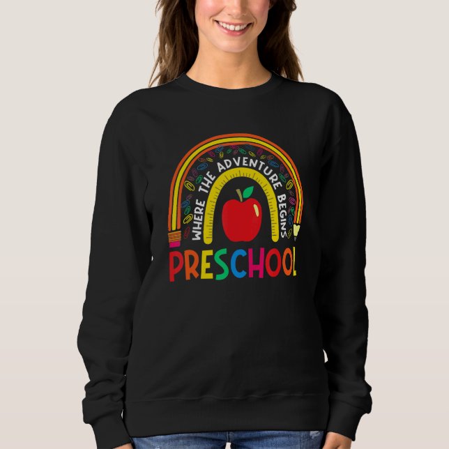 Preschool Leopard Rainbow teacher team Preschool s Sweatshirt (Front)