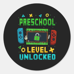 Preschool Level Unlocked Ck To School Pixel Art Ga Classic Round Sticker