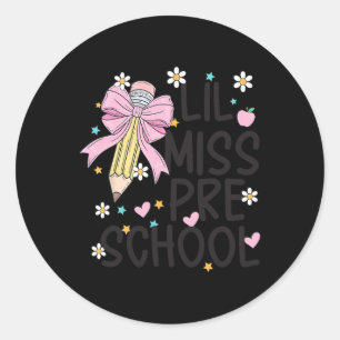 Preschool Little Miss Back To School Girls Prescho Classic Round Sticker