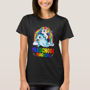 Preschool Magical Unicorn Riding Narwhal Back To S T-Shirt