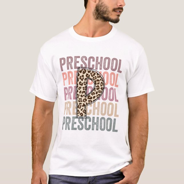 Preschool Multi Coloured Design With Leopard P T-Shirt (Front)