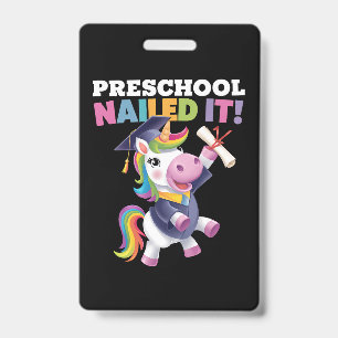 Preschool Nailed It Unicorn Graduation Cap ID Badge