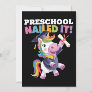 Preschool Nailed It Unicorn Graduation Cap Invitation