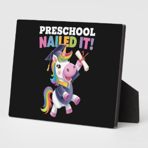 Preschool Nailed It Unicorn Graduation Cap Plaque