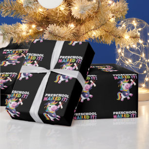 Preschool Nailed It Unicorn Graduation Cap Wrapping Paper