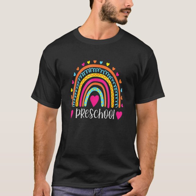 Preschool Rainbow Back To School Pre K Squad Teach T-Shirt (Front)