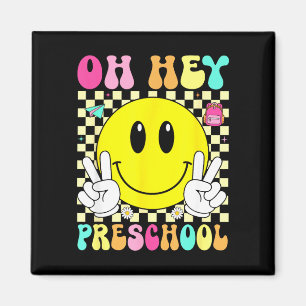 Preschool retro smile face back to school first magnet