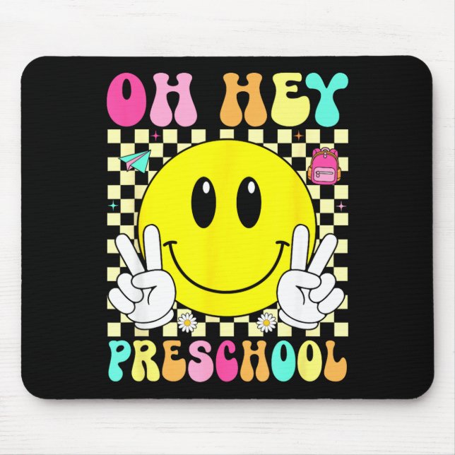 Preschool retro smile face back to school first mouse pad (Front)