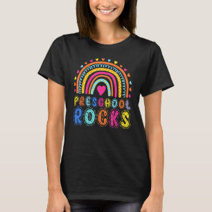 Preschool Rocks Rainbow Girls Boys Teacher Hello P T-Shirt