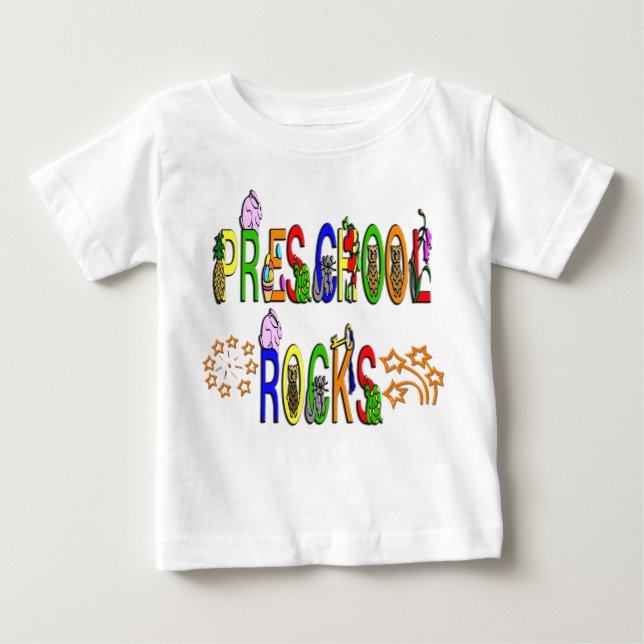 Preschool Rocks - Stars Baby T-Shirt (Front)