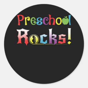 Preschool Rocks Teacher Classic Round Sticker