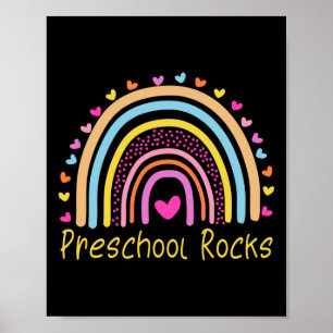 Preschool Rocks Teacher Rainbow Poster