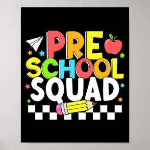 Preschool squad happy first day of school kids poster