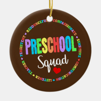 Preschool Squad Teacher Back to School Daycare Ceramic Ornament