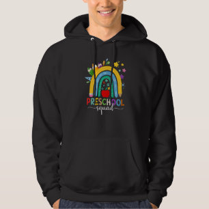 Preschool Squad Teacher Student Boho Rainbow Back  Hoodie