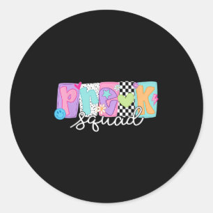 Preschool Squad Team Pre-k Crew Back To School Tea Classic Round Sticker