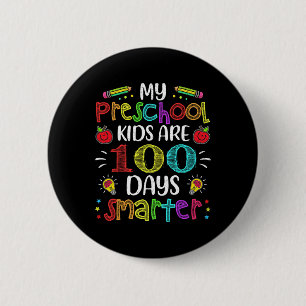 Preschool Teacher 100 Days Smarter 100th Day Of Sc 6 Cm Round Badge