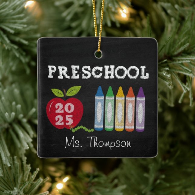 Preschool Teacher 2025 Name Ornament (Tree)