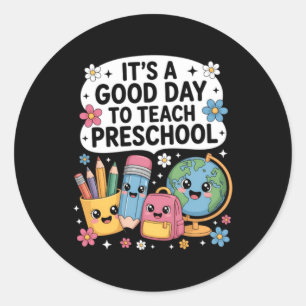 Preschool Teacher Back To School Cute Design Classic Round Sticker